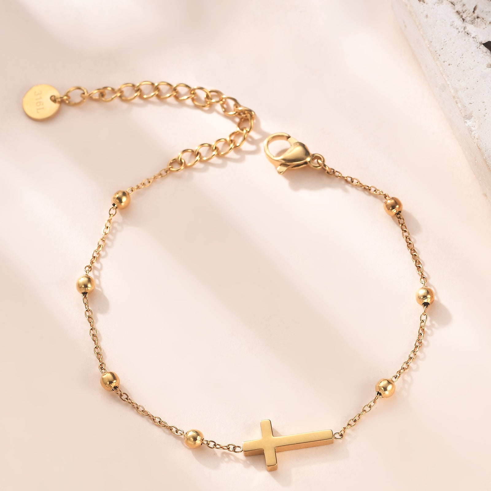 Minimalist Beaded Cross Bracelet