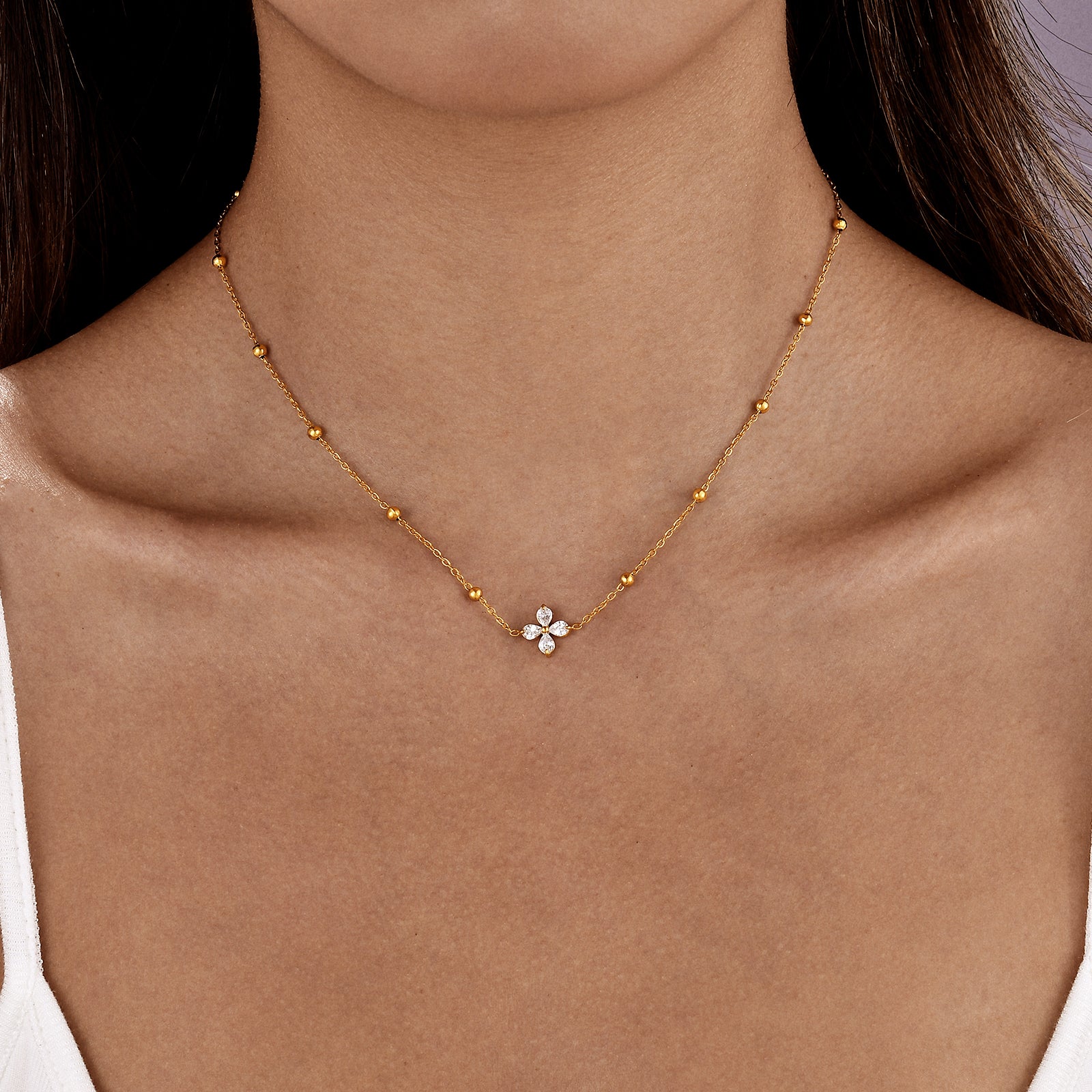 CZ Petal Necklace