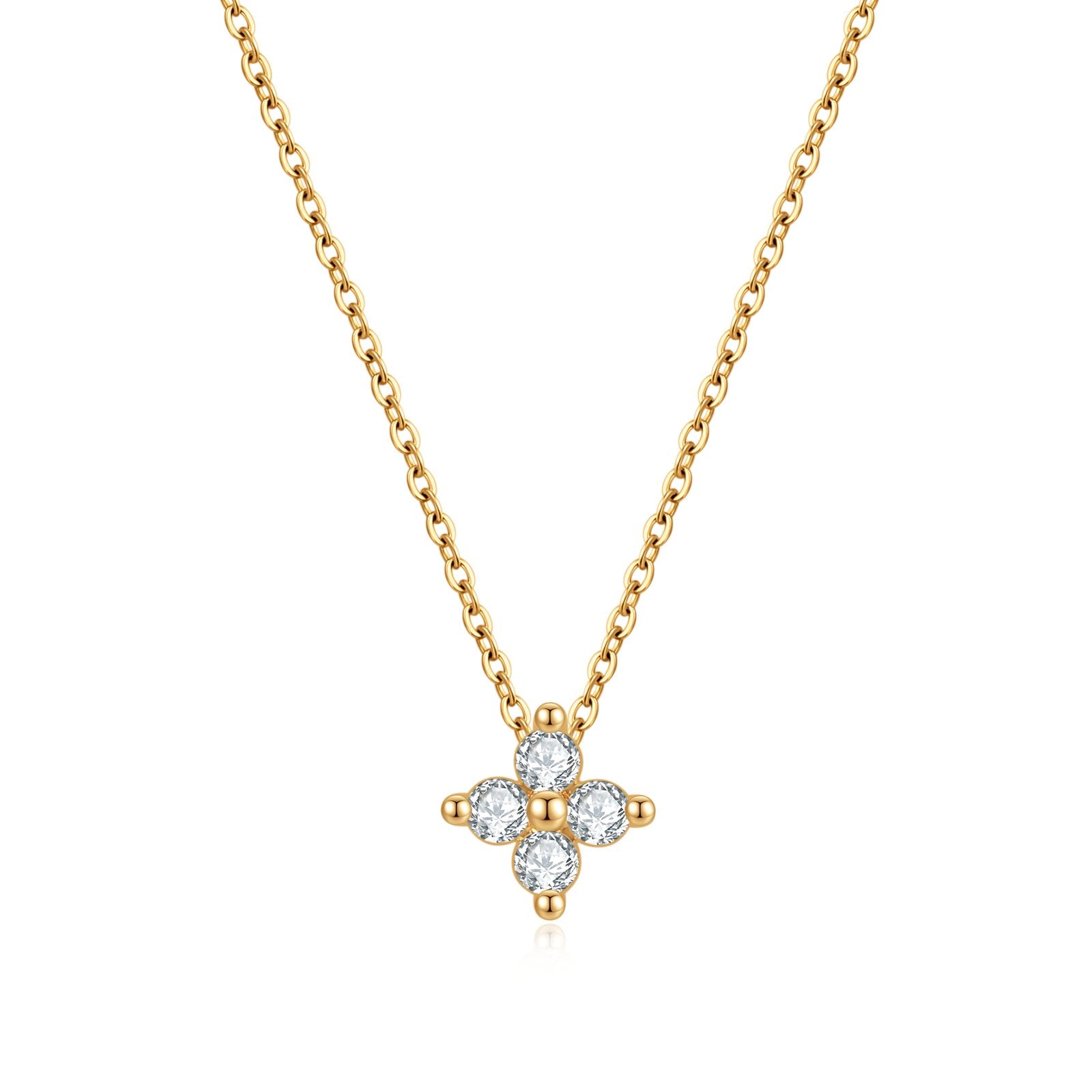 Four-leaf Clover Zircon Necklace