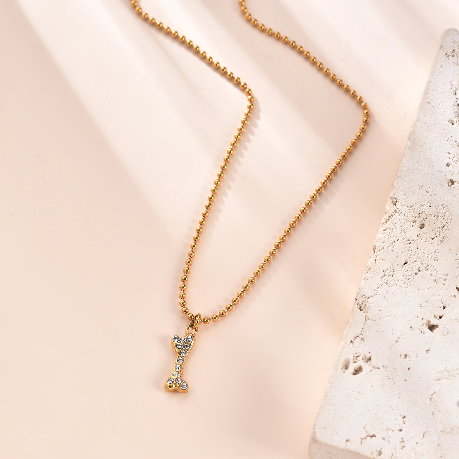Pave CZ Bone Necklace