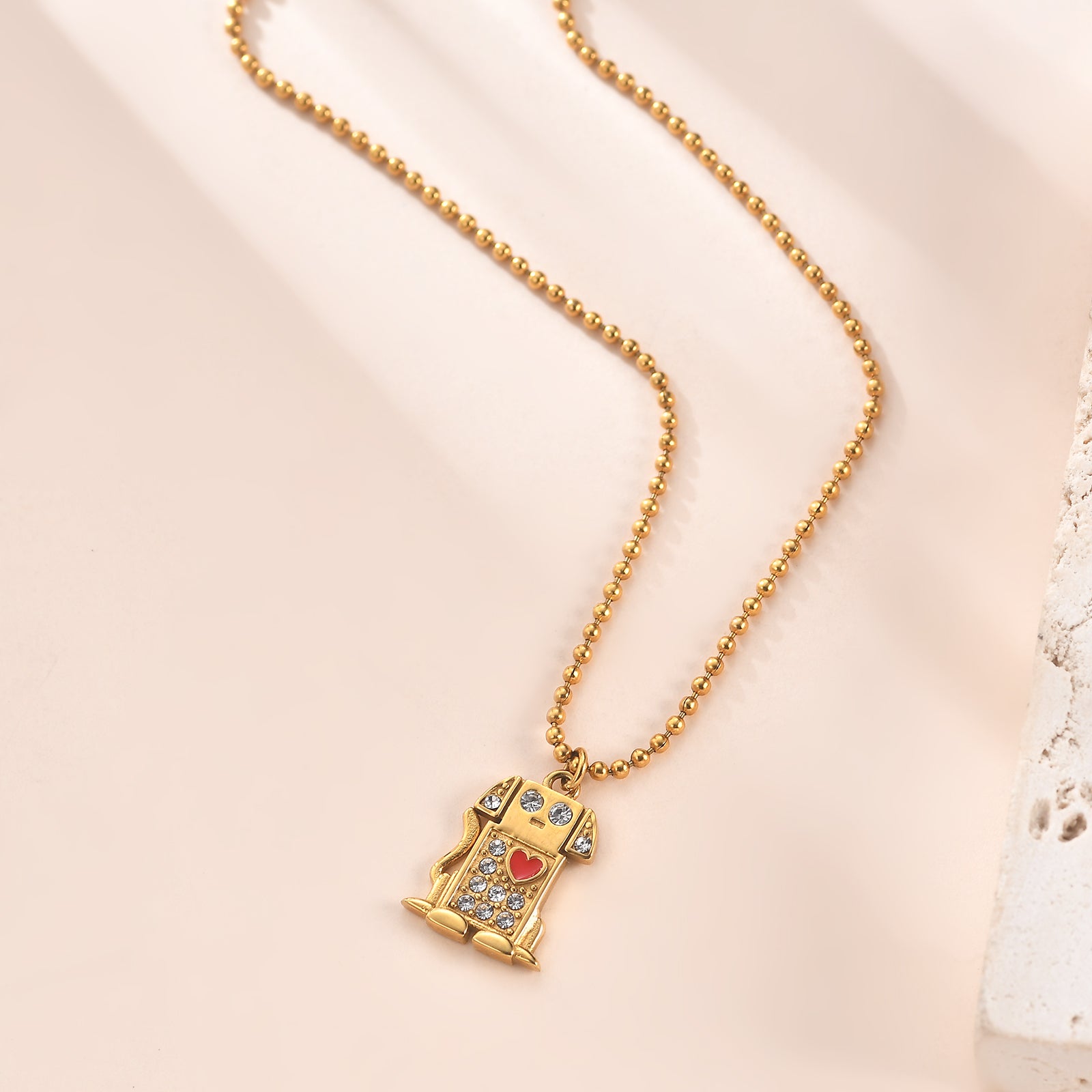 Cute Dog Heart Necklace
