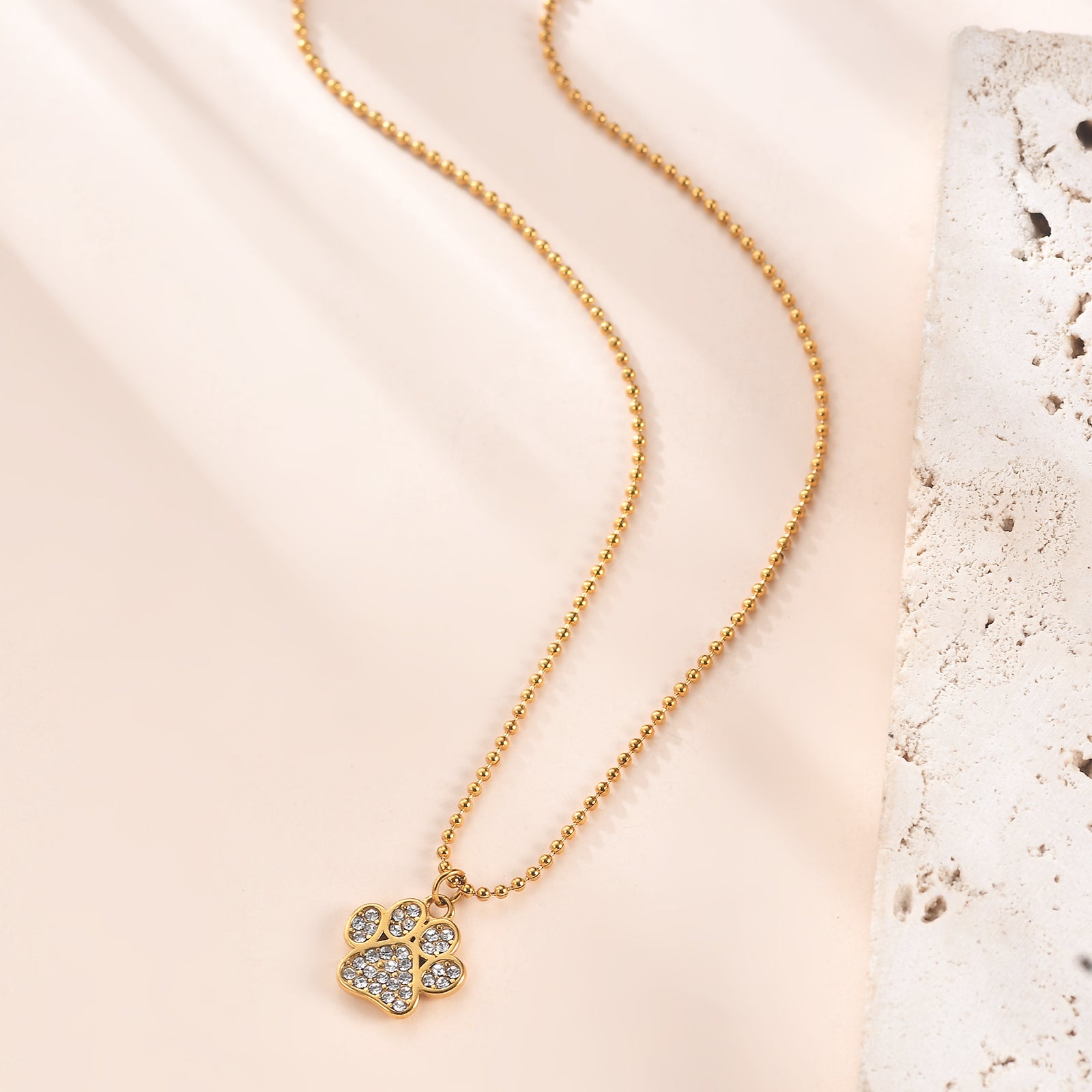 Sparkling Puppy Paw Print Necklace