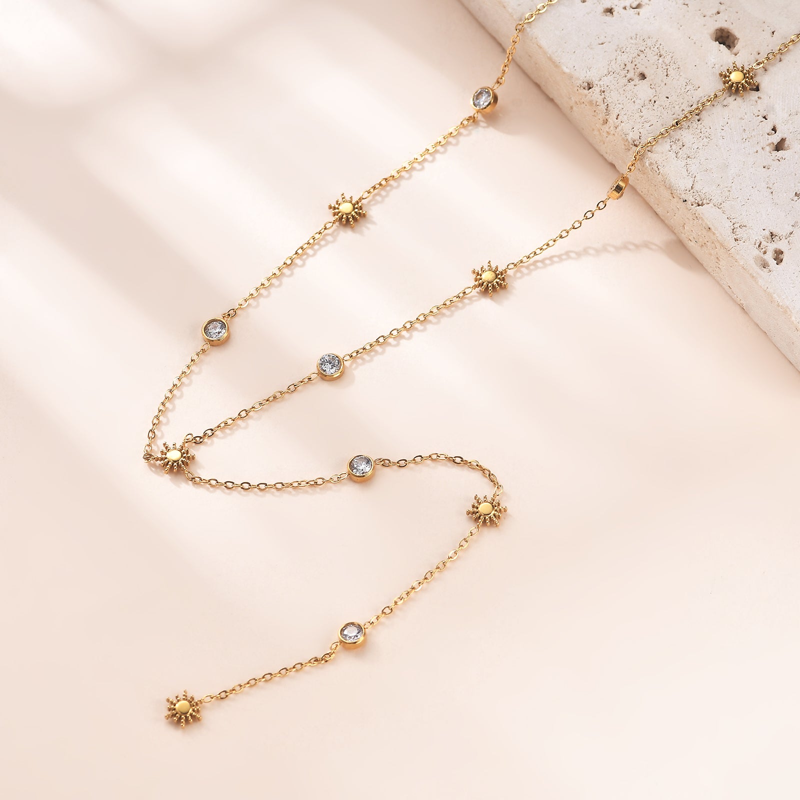 Eight-Pointed Star Tassel Y-Necklace