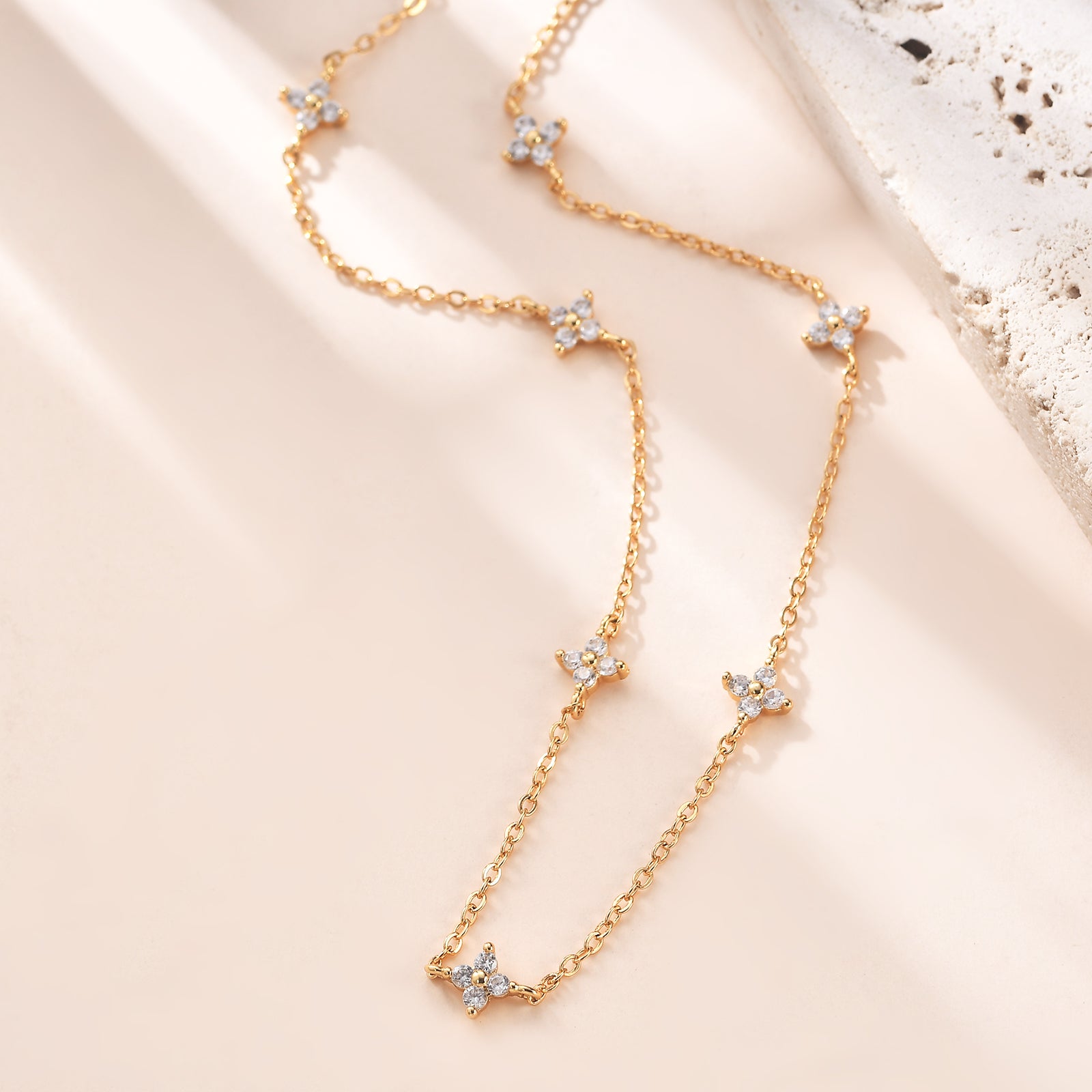 Sparkling Four-leaf Clover Necklace