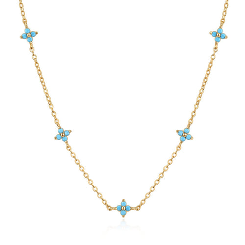 Blue Turquoise Four-leaf Clover Necklace