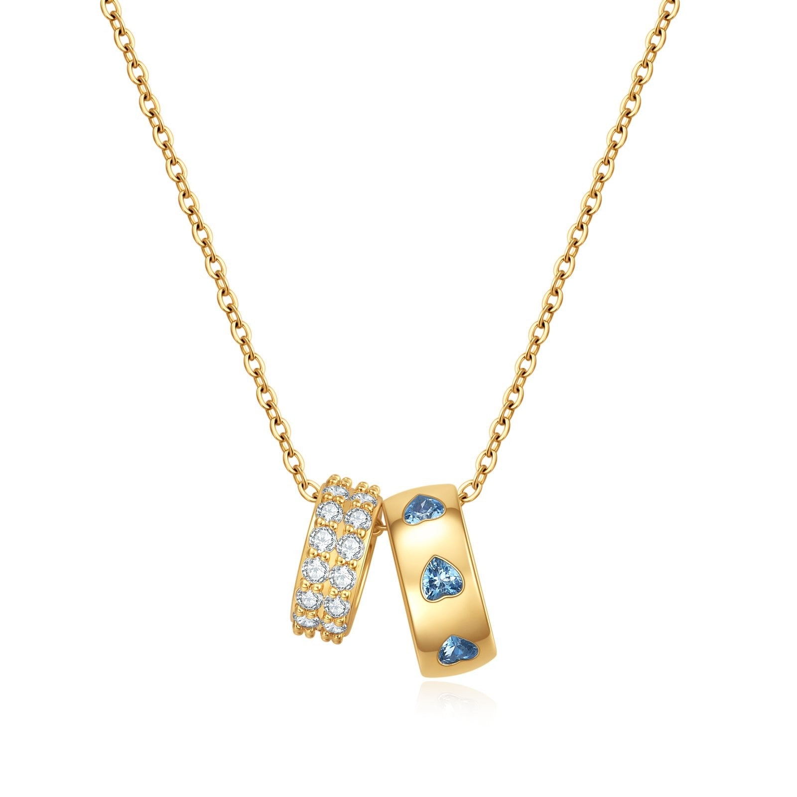 Love's Embrace Double Ring CZ Necklace