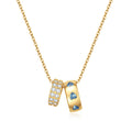 Love's Embrace Double Ring CZ Necklace