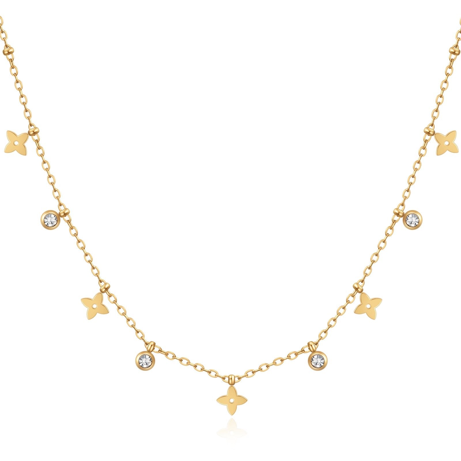 Zircon Four-leaf Clover Tassel Necklace