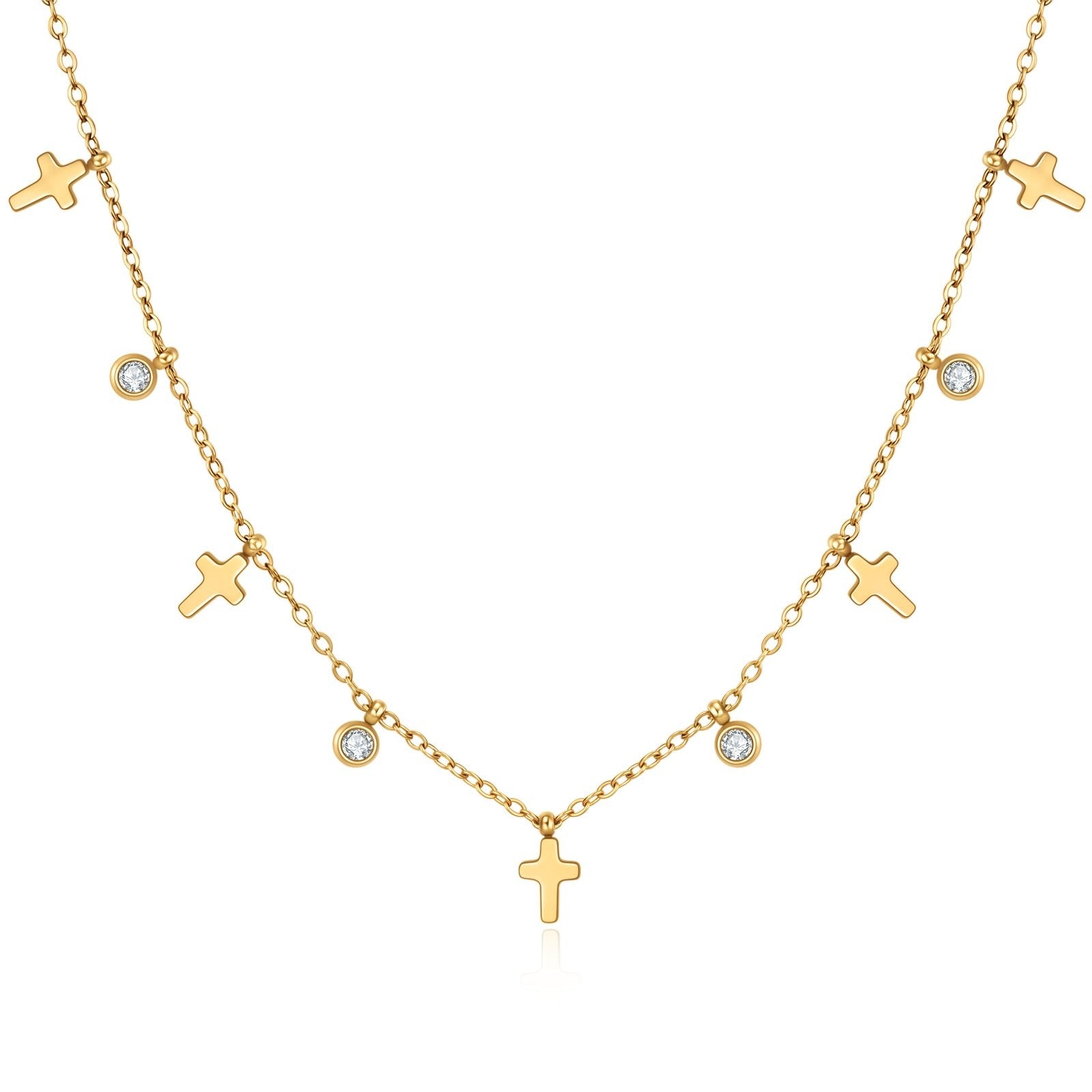 Cross Tassel Zircon Necklace