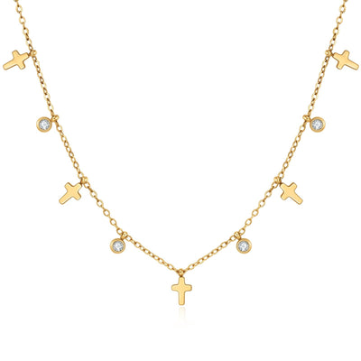 Cross Tassel Zircon Necklace