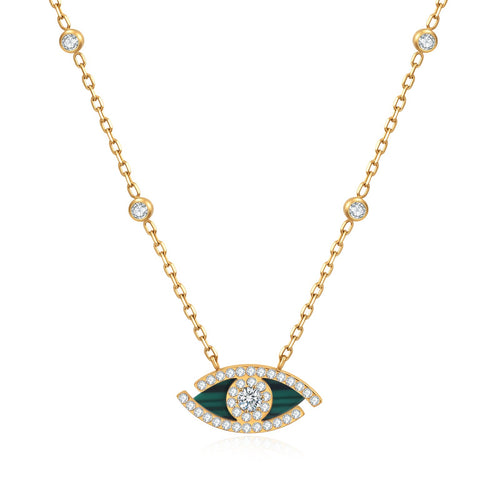 Enigmatic Dark Green Evil Eye Necklace