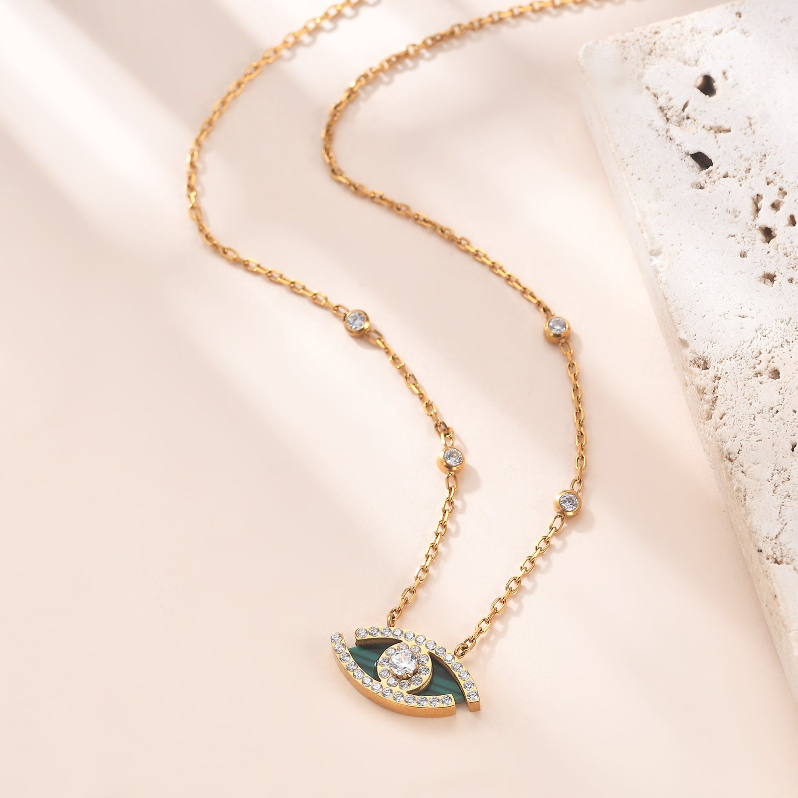 Enigmatic Dark Green Evil Eye Necklace