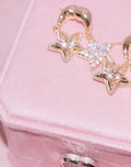 Copper Zircon Earrings Lucky Twins~ Double Sided Star Earrings 925 Silver Needle Sweet