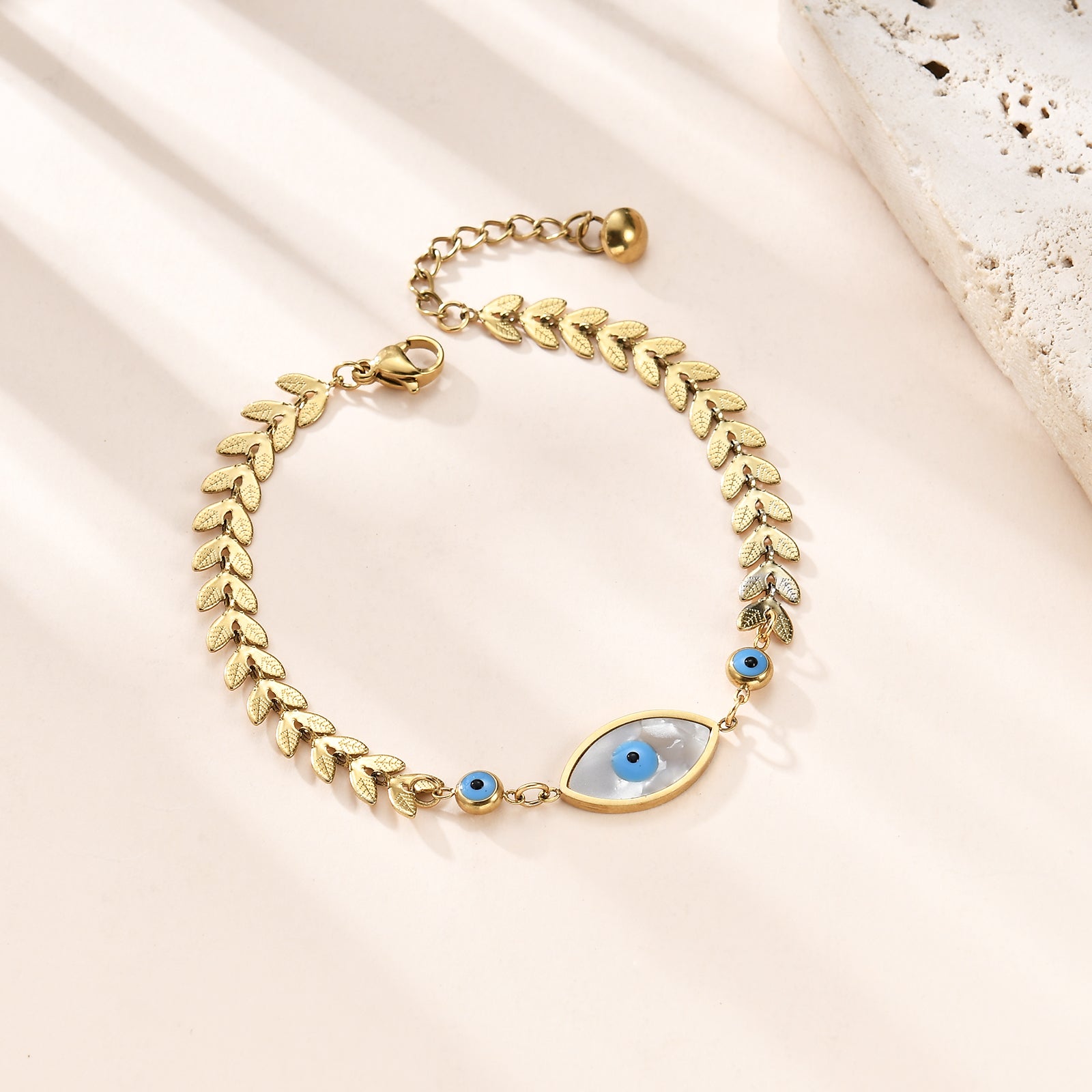 Evil Eye Laurel Leaf Bracelet