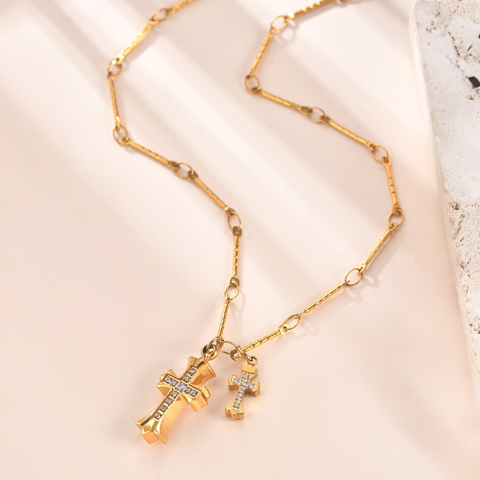 Sacred Vow Double Cross Necklace