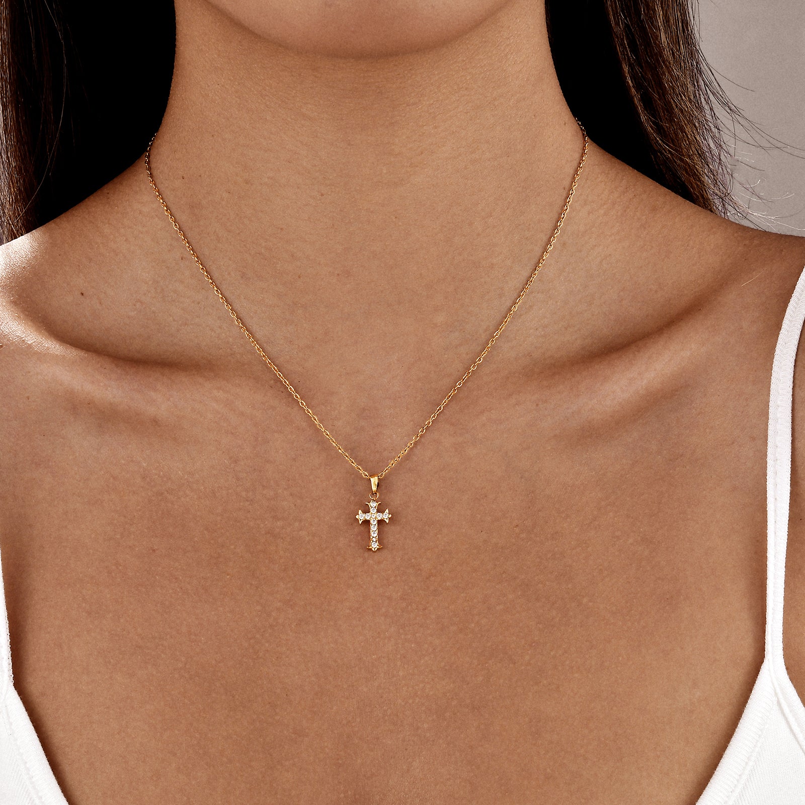 Glimmering Faith Cross Necklace