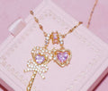 New smart fashion temperament heart-shaped key pendant Korean version trend full diamond necklace women's short collarbone neck chain