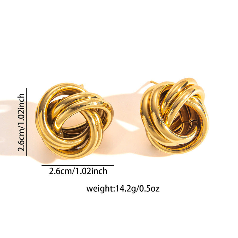 European and American retro titanium steel round stud earrings fashion niche geometric earrings light luxury high sense love earrings women's wholesale