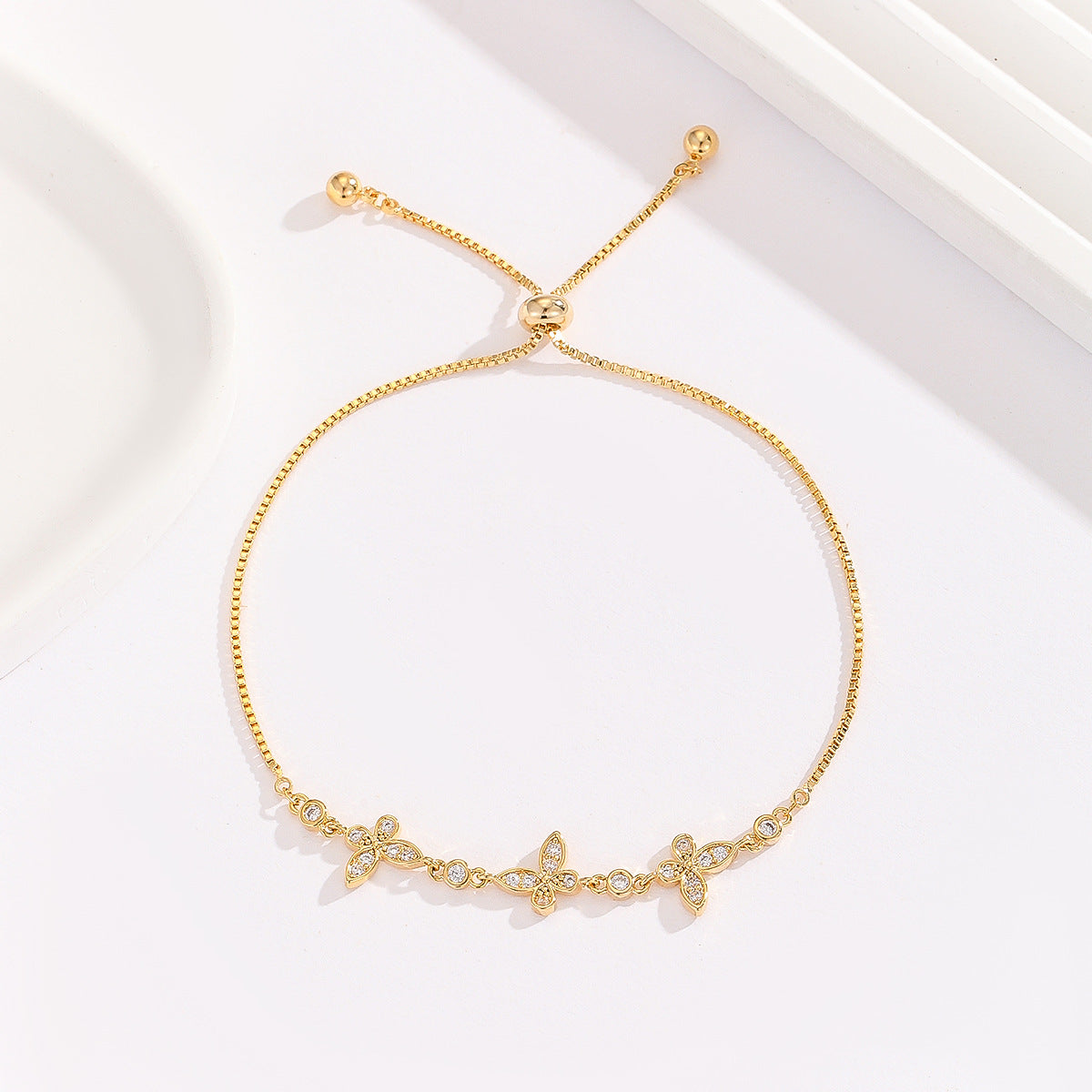 Cross-border explosive jewelry round love electroplating high-grade zircon gold-plated adjustable bracelet wholesale female