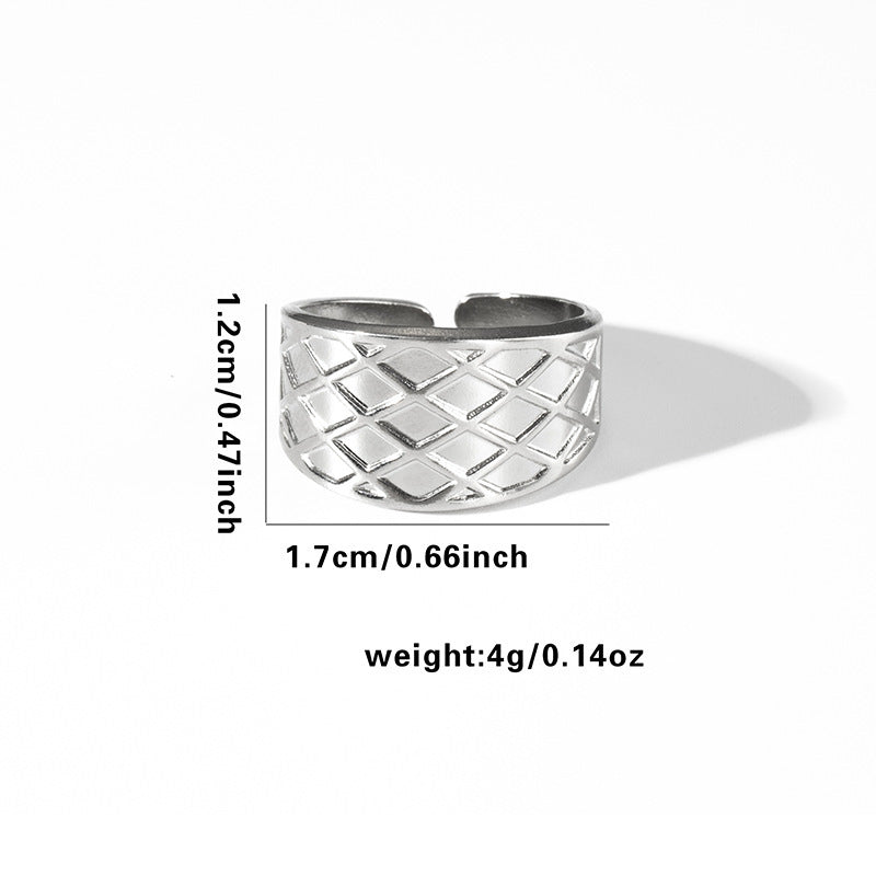 Fishtail high-end titanium steel ring fashion personality niche cross-border new palm plaid love non-fading ring