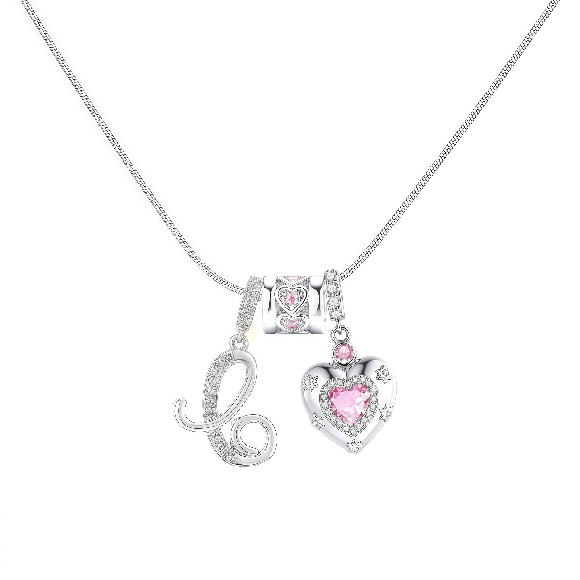 TK explosion Douyin Internet celebrity zircon love letter necklace full set of stainless steel chain high treasure color