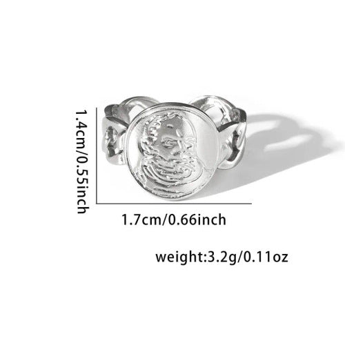 Fishtail high-end titanium steel ring fashion personality niche cross-border new palm plaid love non-fading ring