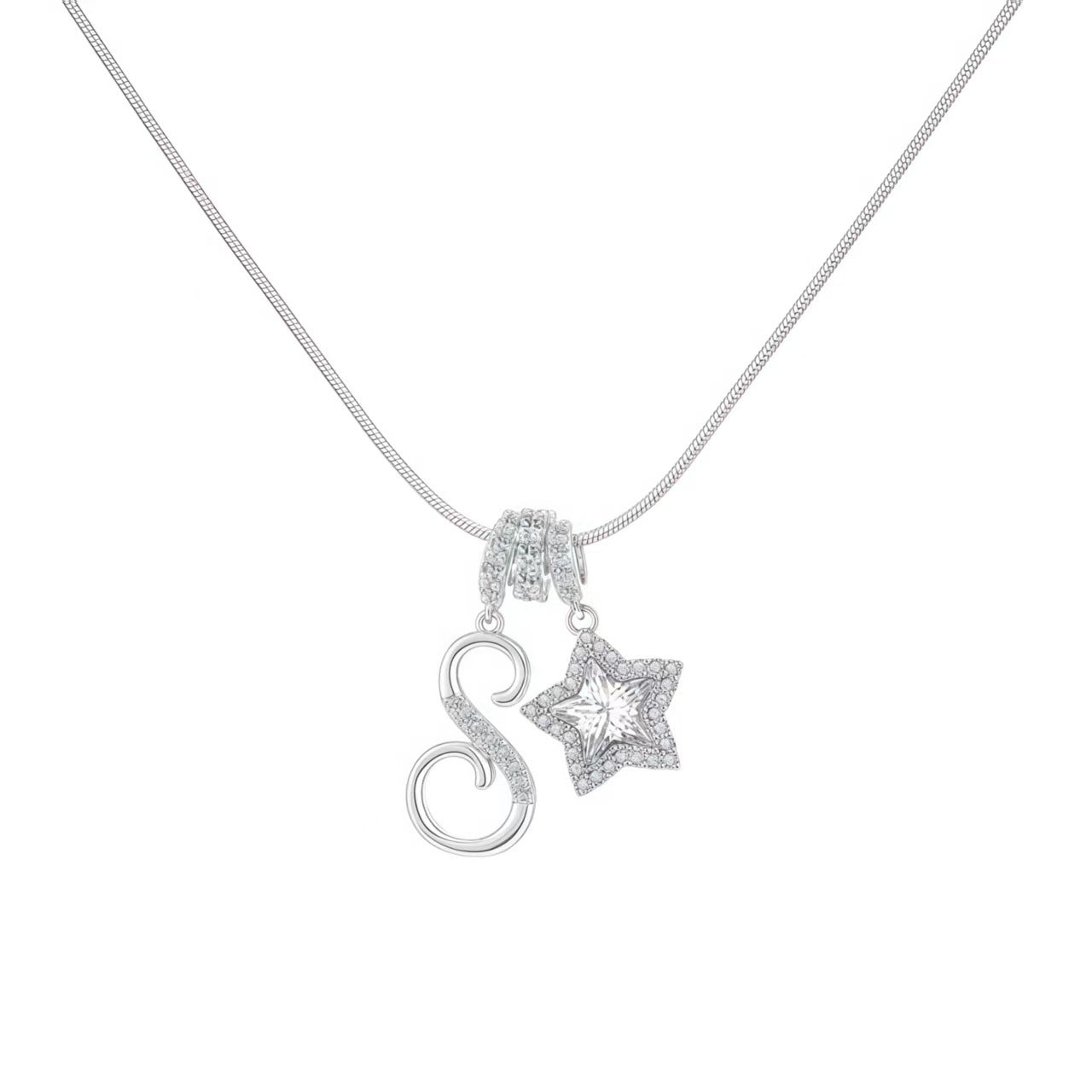 Douyin Explosive Dopamine 26 English Alphabet Snowflake Necklace Niche Premium Amazon Pinyin Jewelry Necklace