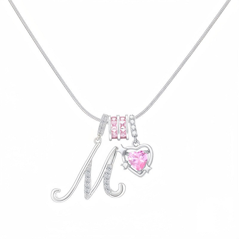Cross-border explosion wish-love zircon English alphabet necklace series ins girlfriend gift