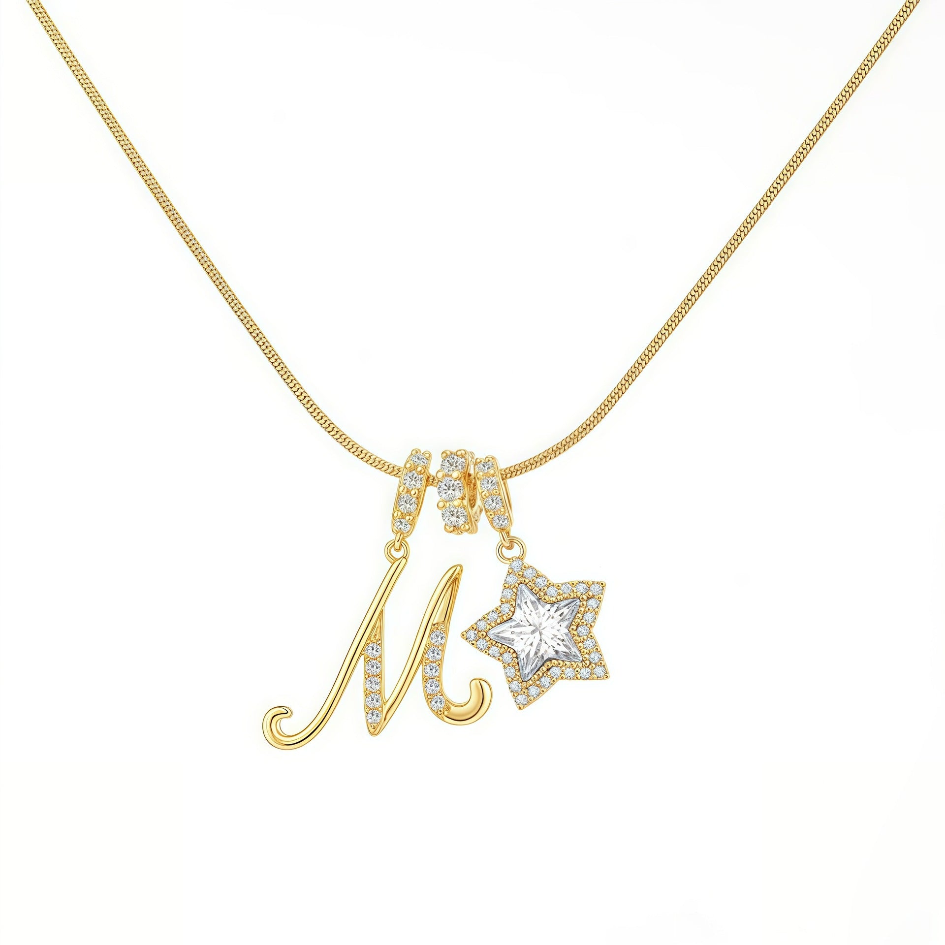Douyin Explosive Dopamine 26 English Alphabet Snowflake Necklace Niche Premium Amazon Pinyin Jewelry Necklace