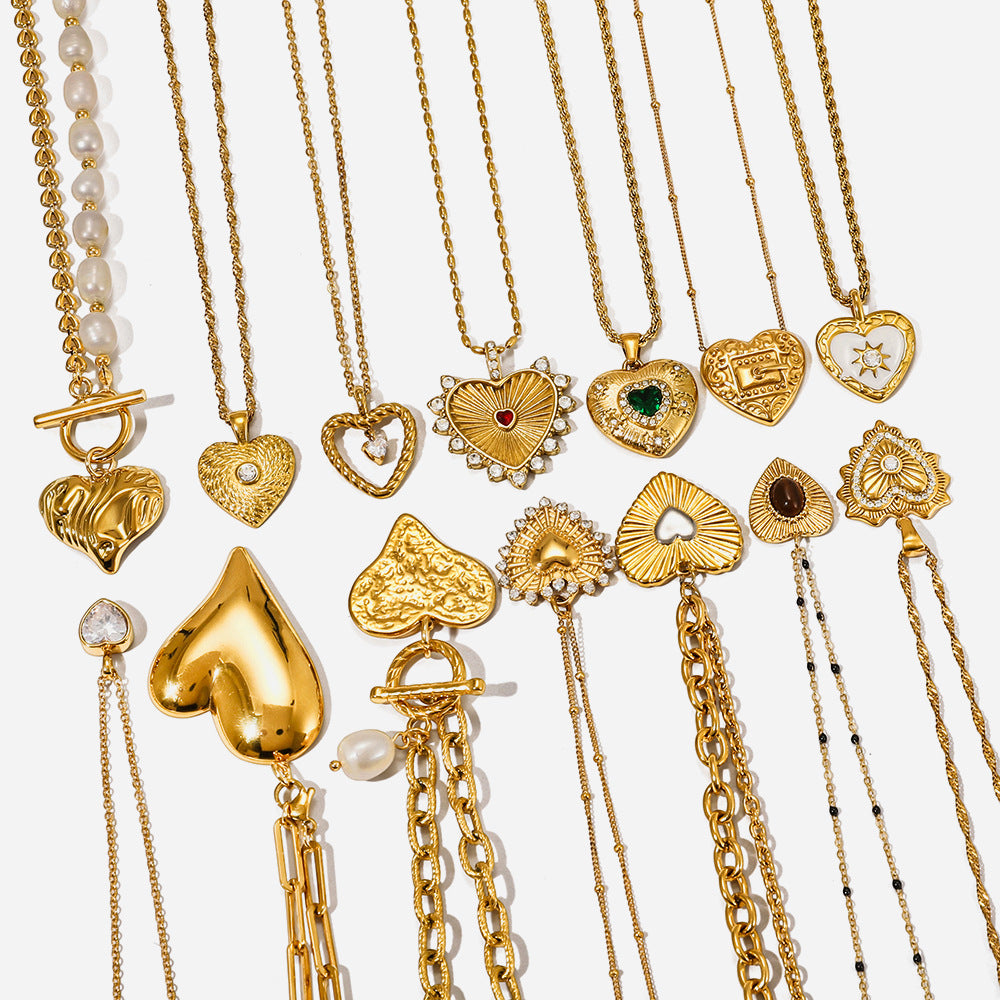 Jingqiao European and American cross-border jewelry titanium steel pearl necklace accessories women's sweater chain autumn and winter stainless steel jewelry cross-border