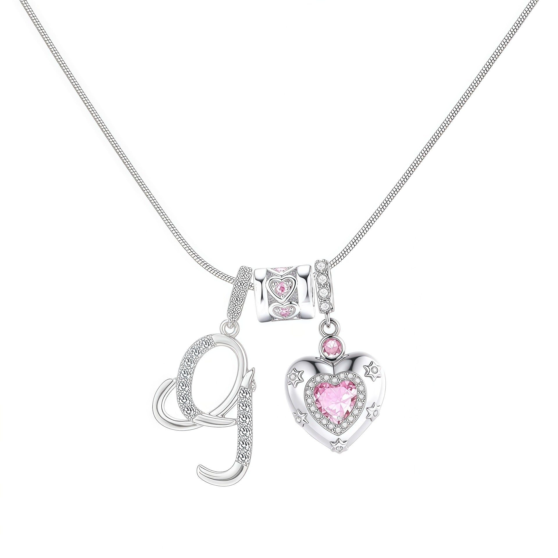 TK explosion Douyin Internet celebrity zircon love letter necklace full set of stainless steel chain high treasure color
