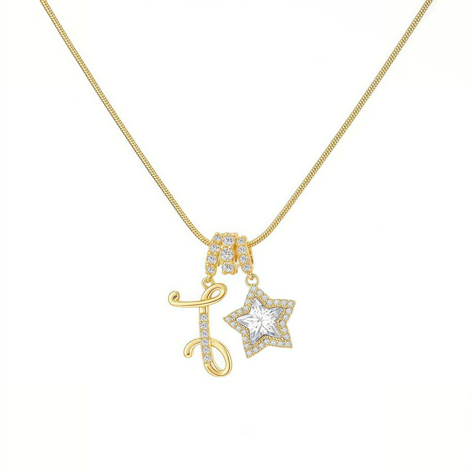 Douyin Explosive Dopamine 26 English Alphabet Snowflake Necklace Niche Premium Amazon Pinyin Jewelry Necklace