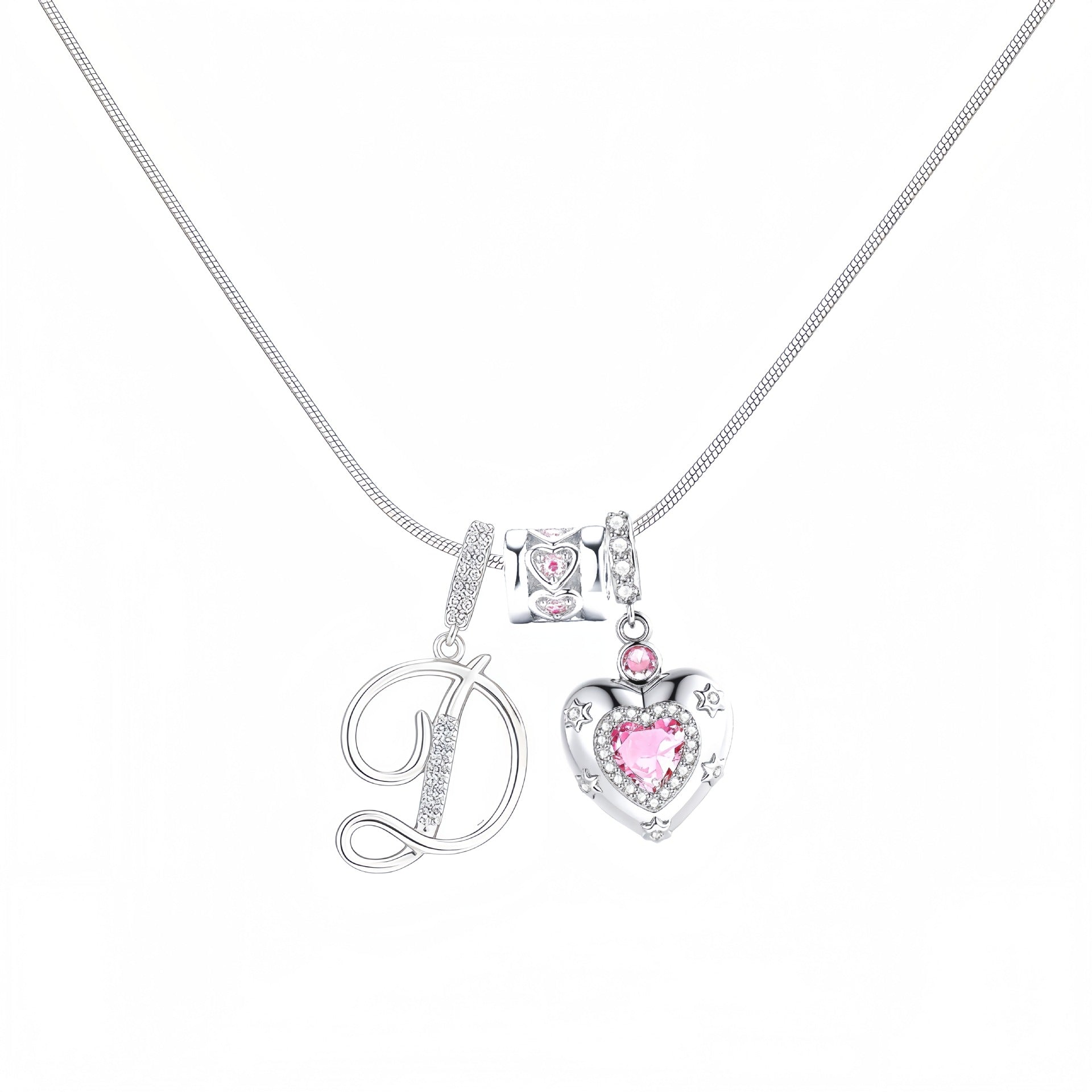 TK explosion Douyin Internet celebrity zircon love letter necklace full set of stainless steel chain high treasure color