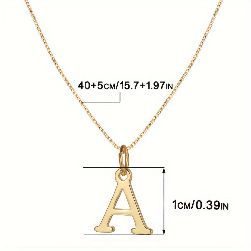 Amazon popular 26 English letter necklaces A-Z stainless steel letter box chain plated 18K gold women's pendant
