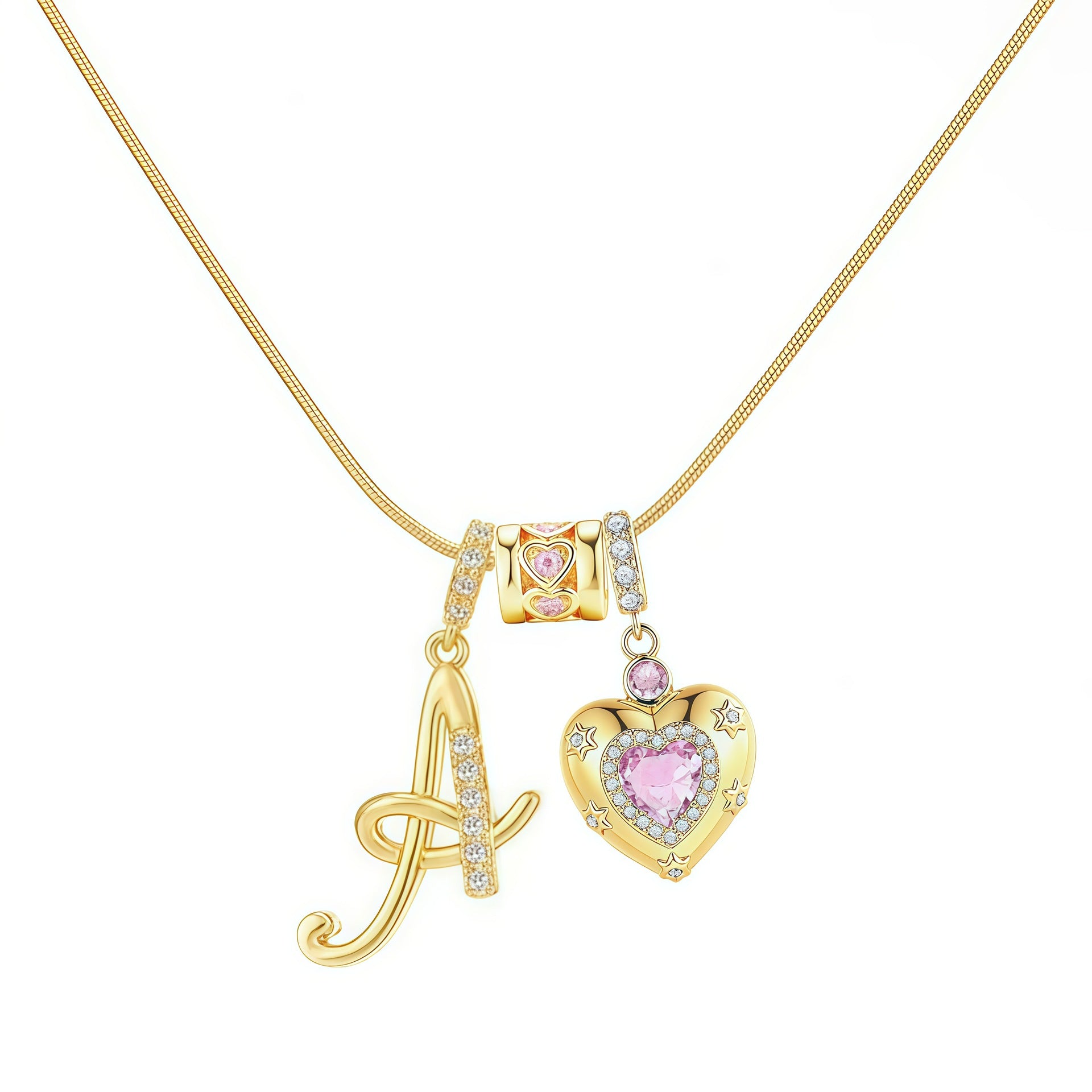 TK explosion Douyin Internet celebrity zircon love letter necklace full set of stainless steel chain high treasure color
