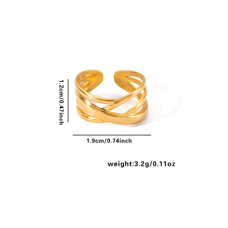 European and American fashion ins style simple titanium steel ring 18k gold-plated irregular geometric stainless steel women's jewelry hot-selling