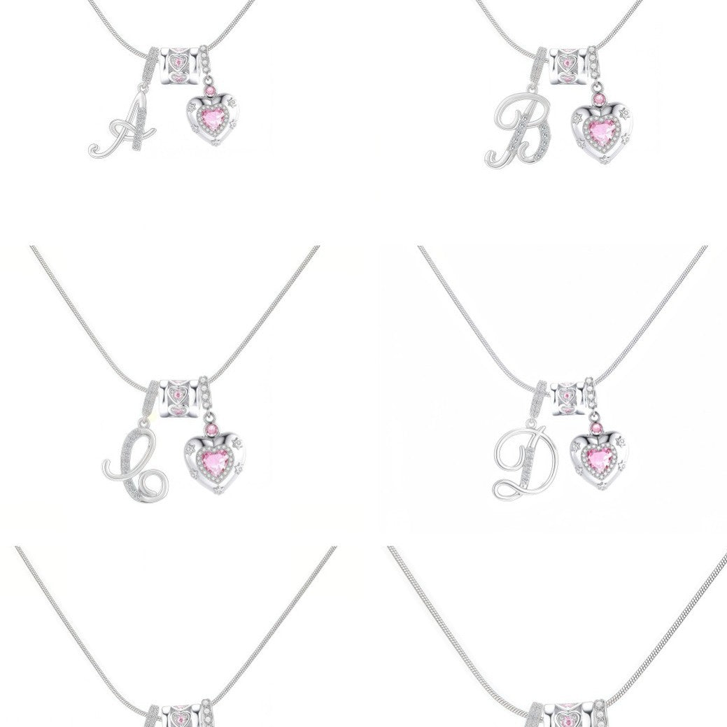 TK explosion Douyin Internet celebrity zircon love letter necklace full set of stainless steel chain high treasure color
