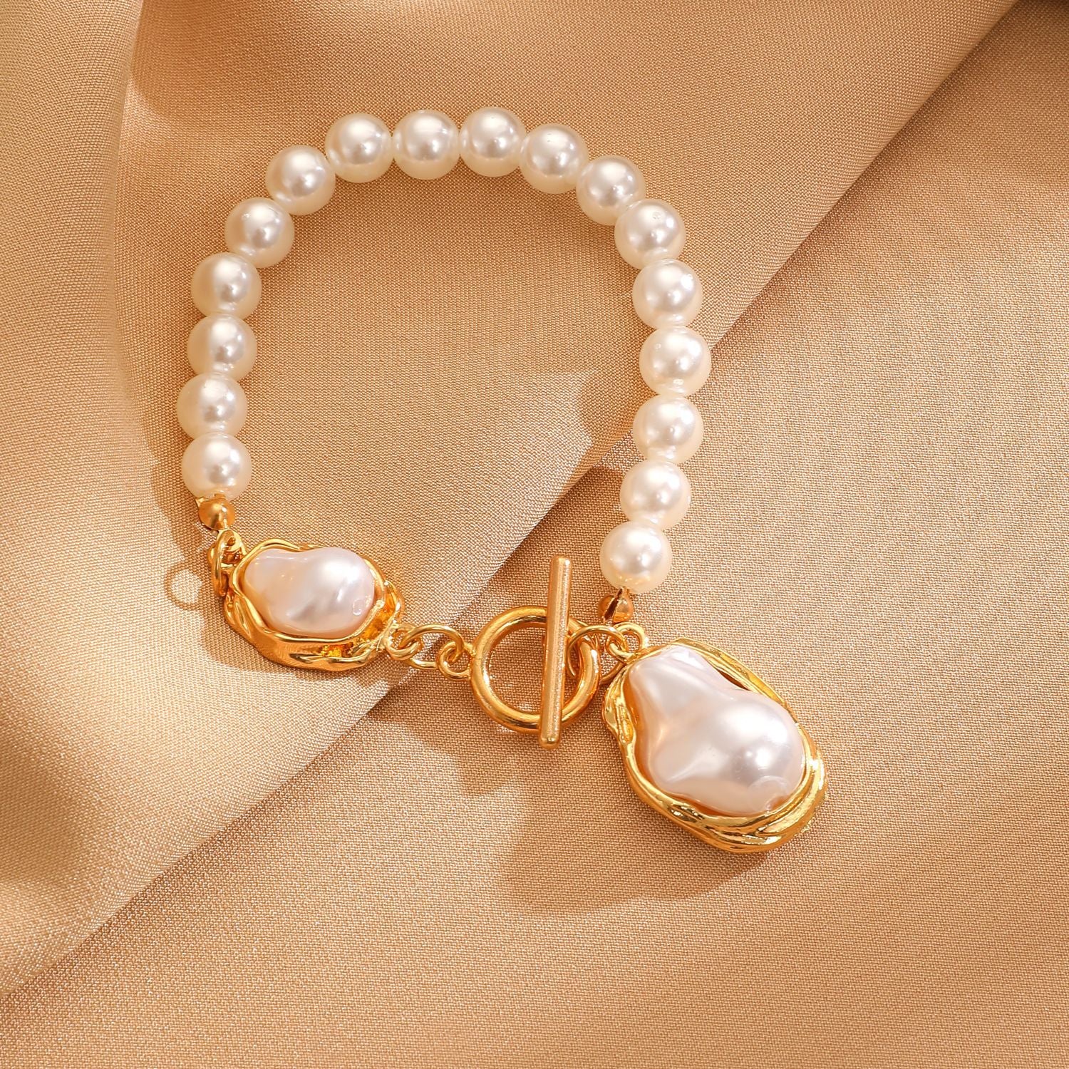 European and American cross-border baroque special-shaped pearl set jewelry women's high-end necklace earrings ring bracelet collar