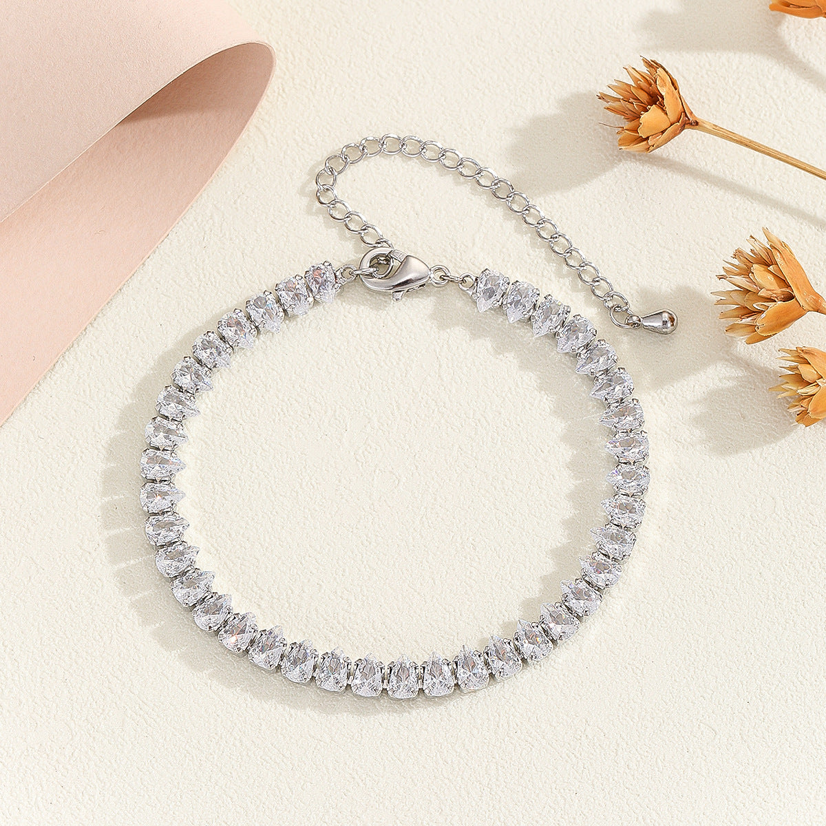Cross-border explosive jewelry round love electroplating high-grade zircon gold-plated adjustable bracelet wholesale female