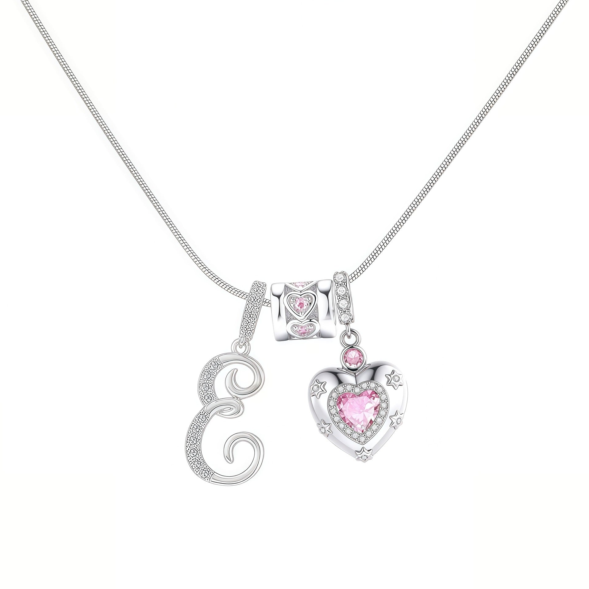 TK explosion Douyin Internet celebrity zircon love letter necklace full set of stainless steel chain high treasure color