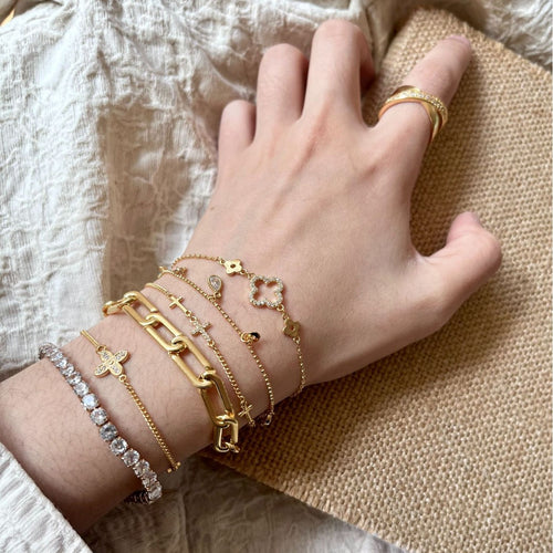 Cross-border explosive jewelry round love electroplating high-grade zircon gold-plated adjustable bracelet wholesale female