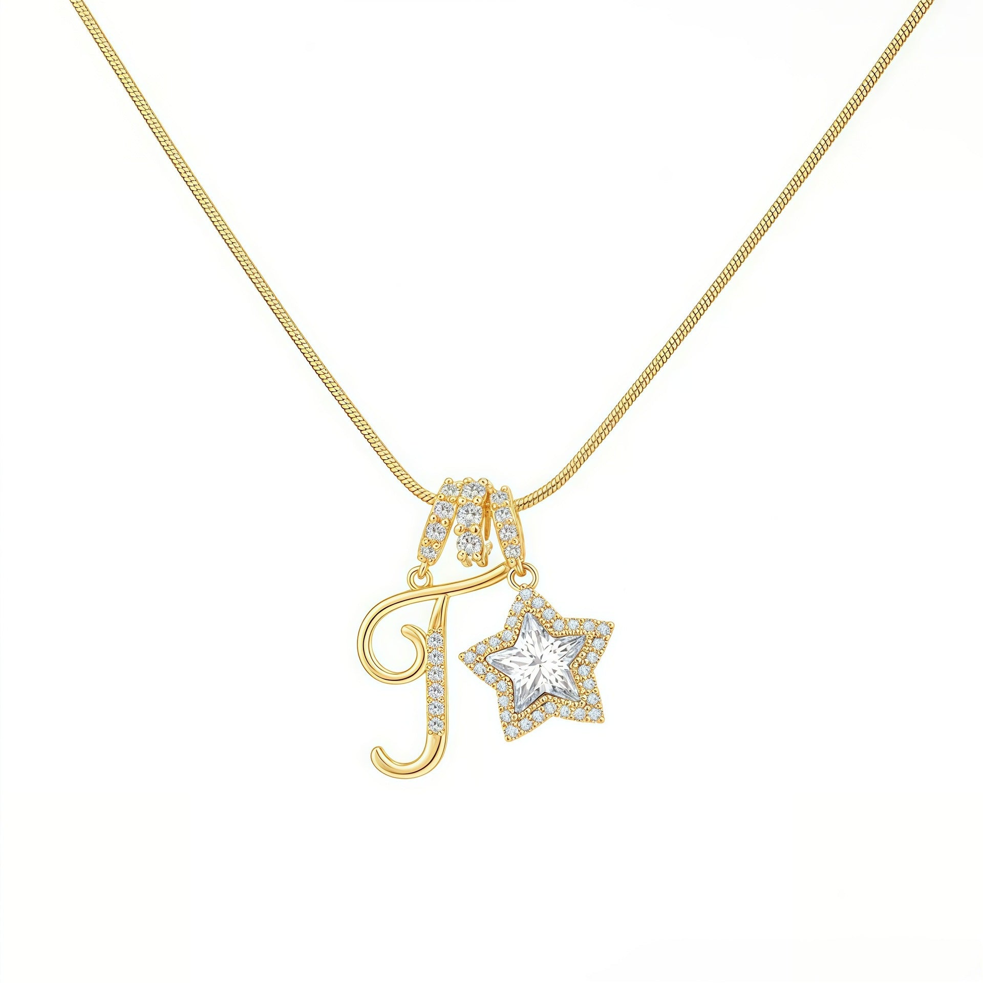 Douyin Explosive Dopamine 26 English Alphabet Snowflake Necklace Niche Premium Amazon Pinyin Jewelry Necklace