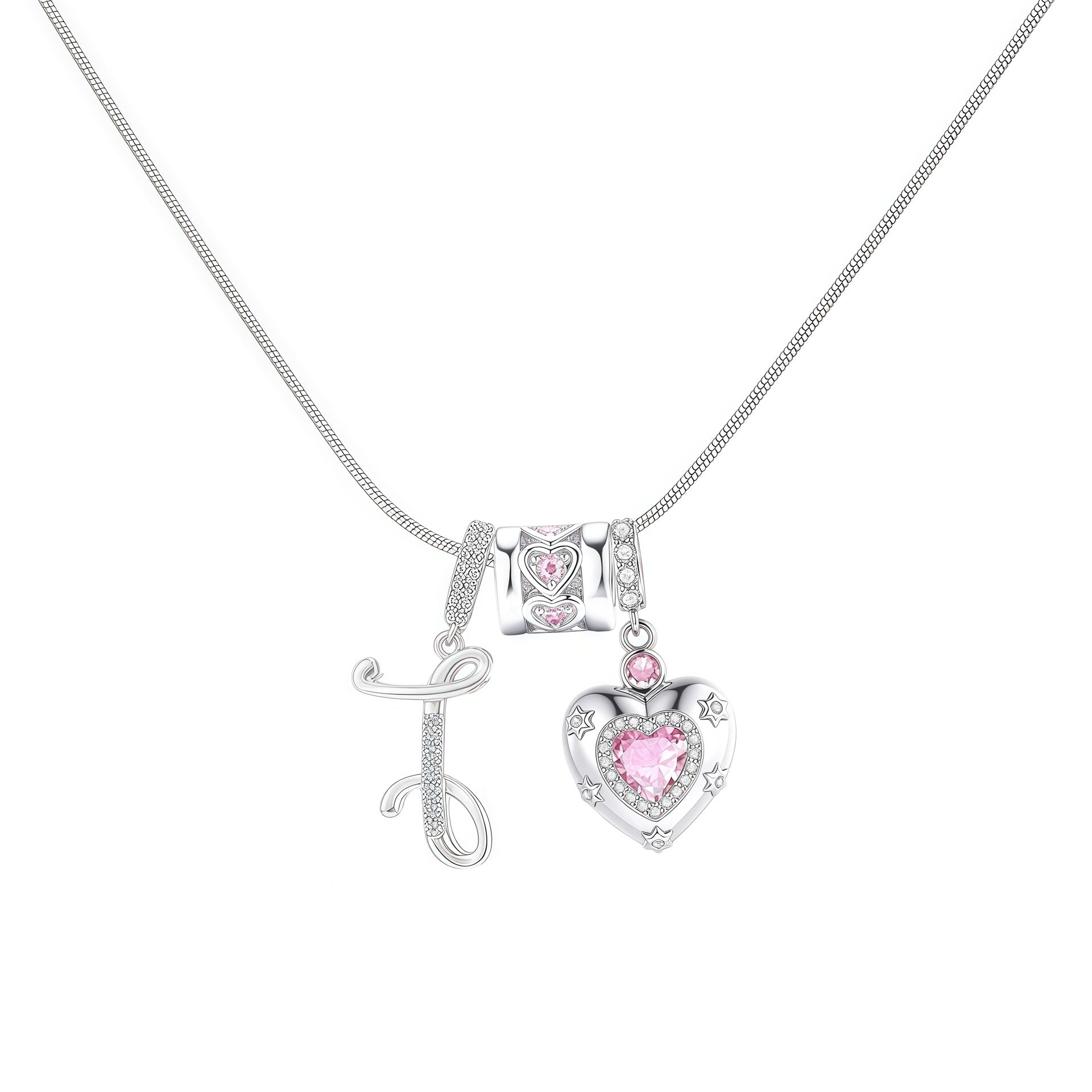 TK explosion Douyin Internet celebrity zircon love letter necklace full set of stainless steel chain high treasure color