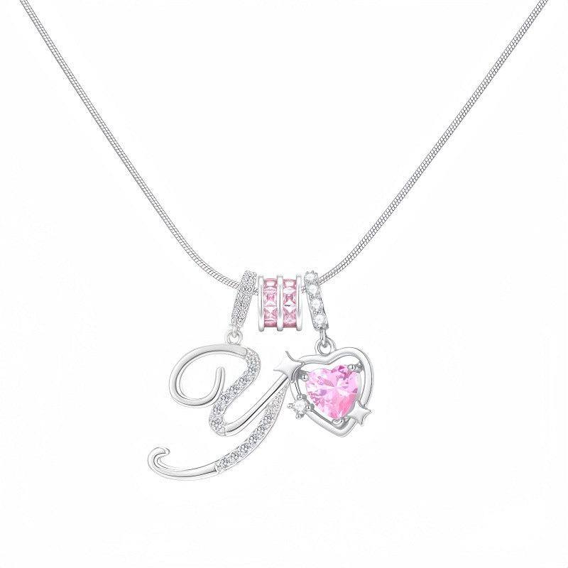 Cross-border explosion wish-love zircon English alphabet necklace series ins girlfriend gift