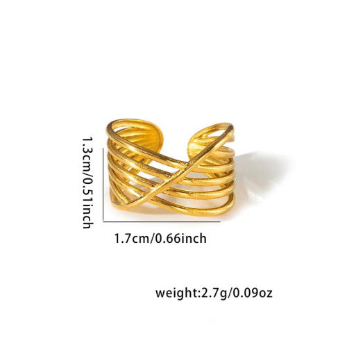 European and American fashion ins style simple titanium steel ring 18k gold-plated irregular geometric stainless steel women's jewelry hot-selling