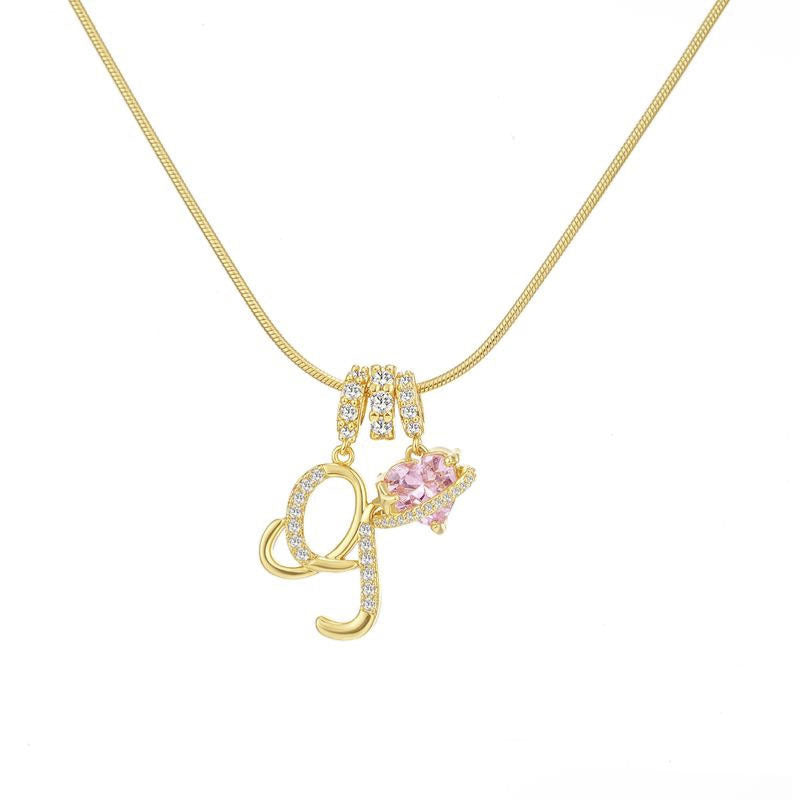 Cross-border explosion dopamine letter necklace alloy material stainless steel chain color retention high letter necklace full set