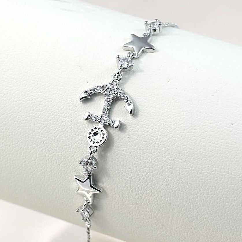 Cross-border explosive jewelry round love electroplating high-grade zircon gold-plated adjustable bracelet wholesale female