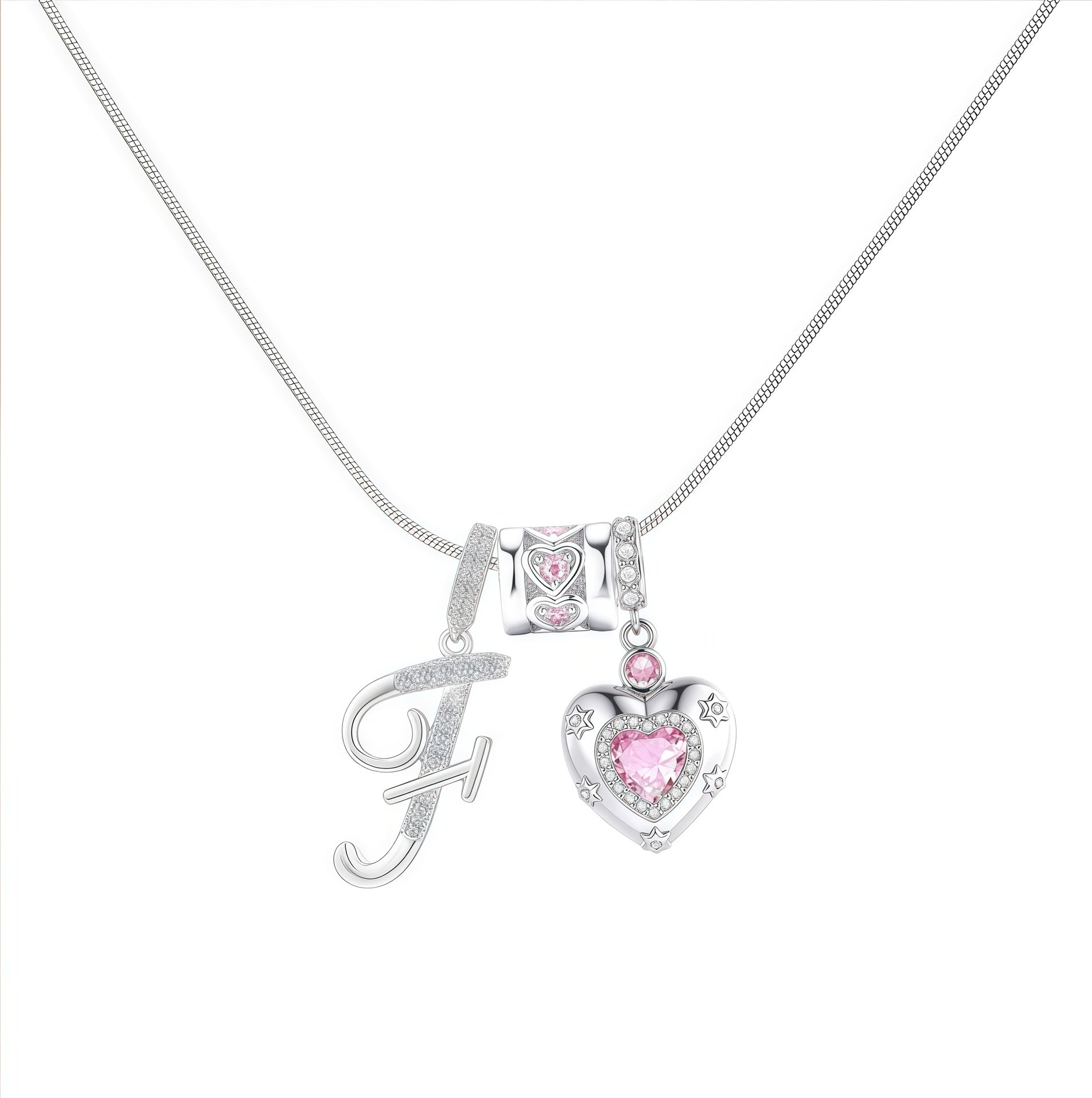 TK explosion Douyin Internet celebrity zircon love letter necklace full set of stainless steel chain high treasure color