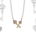 Potato Love Lock Cylinder Series Embossed Cross Key Pearl Necklace Female