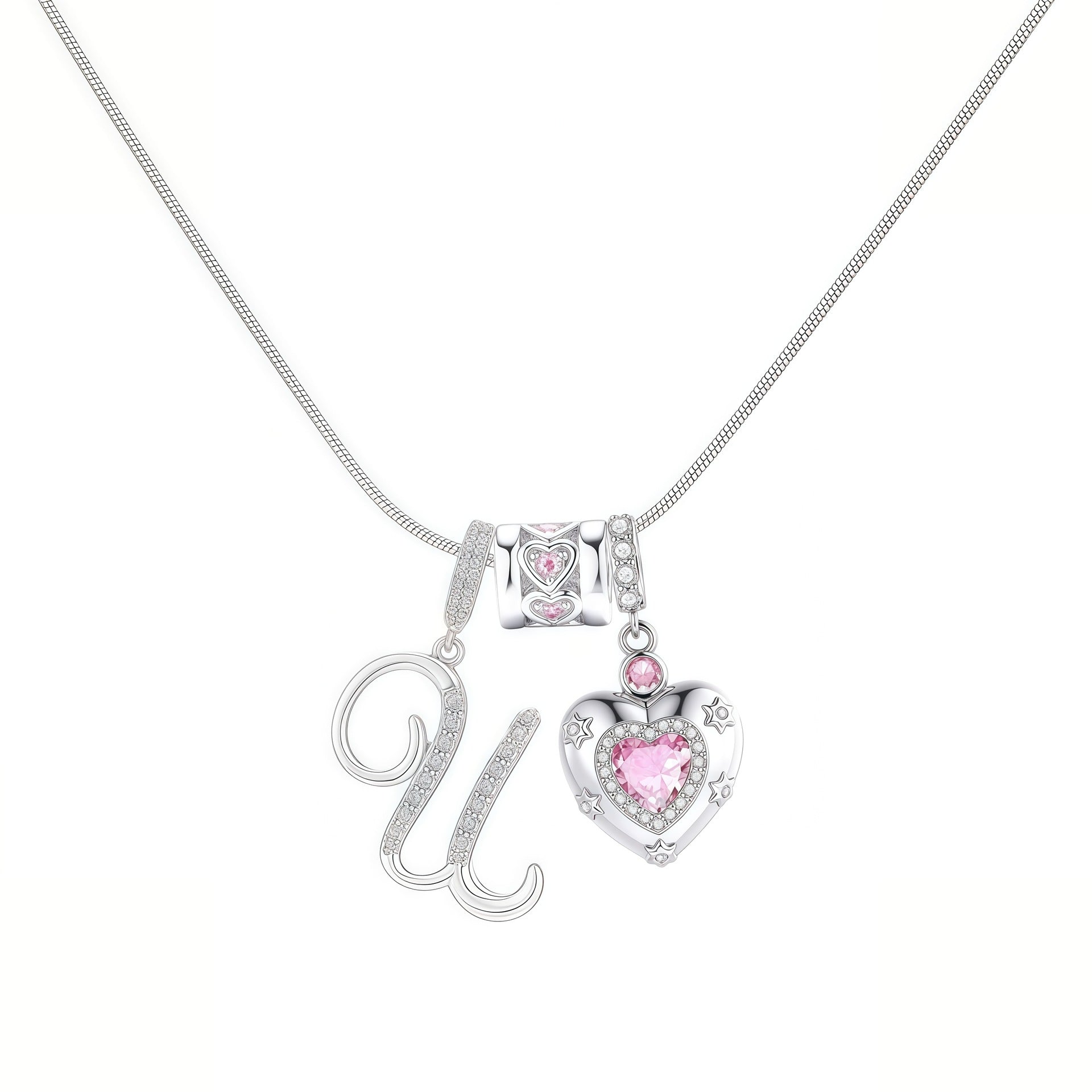 TK explosion Douyin Internet celebrity zircon love letter necklace full set of stainless steel chain high treasure color